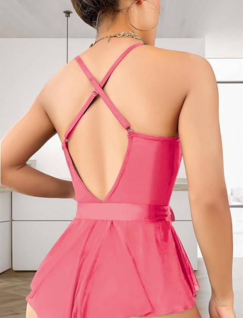 Arias Closet Gül Kurusu Dantel İşlemeli Kurdelalı Fantezi Tül Babydoll