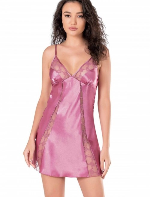 Arias Closet Gül Kurusu Kısa Saten Gecelik