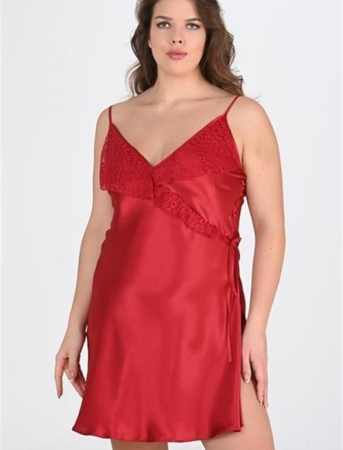 Arias Closet Büyük Beden Bordo Gecelik 2107